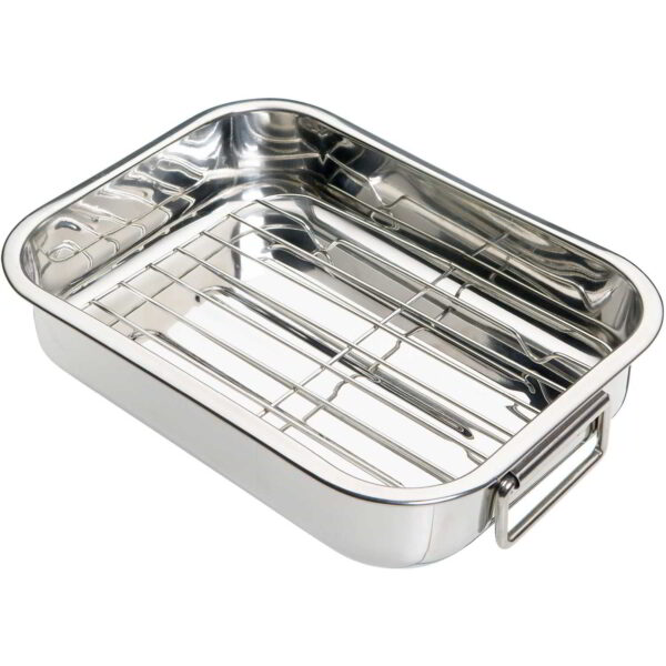 KitchenCraft Stainless Steel Roasting Pan with Rack 27x20x5.5cm