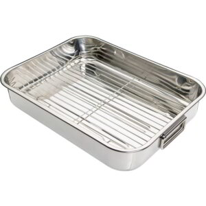 KitchenCraft Stainless Steel Roasting Pan with Rack 43x31x7cm