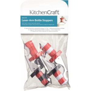 KitchenCraft Lever-Arm Action Bottle Stoppers Bag of Four