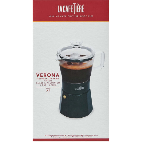 La Cafetière Verona Green Glass Espresso Maker 240ml Six Cup