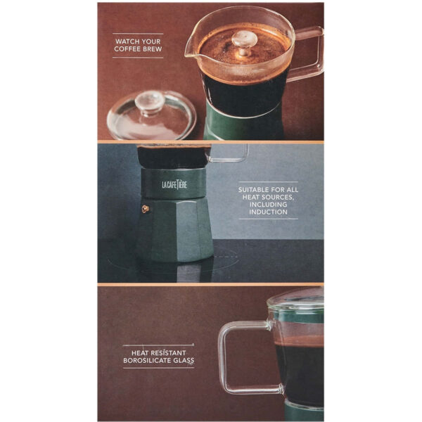 La Cafetière Verona Green Glass Espresso Maker 240ml Six Cup