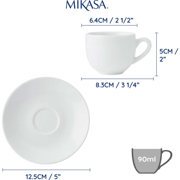 Espressotass alustassiga portselan 90ml 2 tk 'chalk' Mikasa