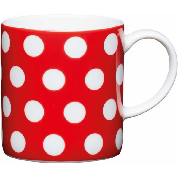 KitchenCraft Porcelain Espresso Cup Red Polka Dot 80ml