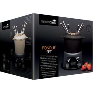 MasterClass Cast Iron Enamelled Fondue Gift Set - Black