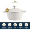MasterClass Cast Aluminium Cream Casserole Dish 20cm 2.5 Litre