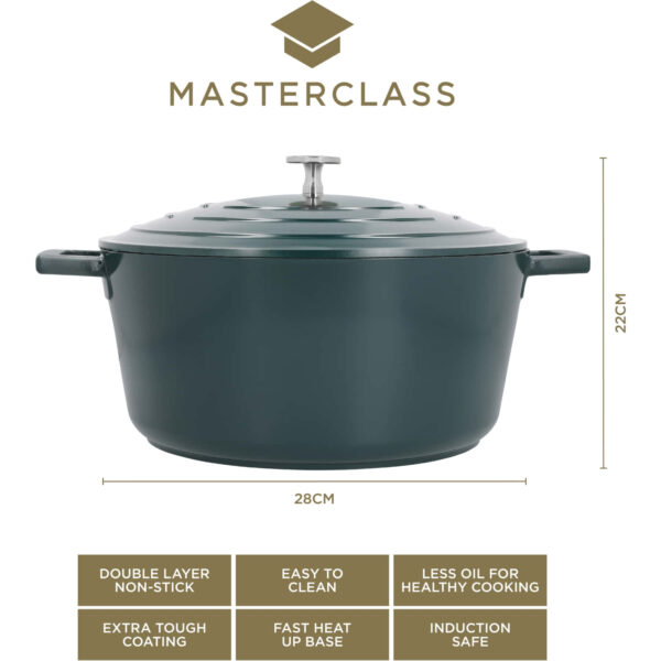 MasterClass Cast Aluminium Hunter Green Casserole Dish 28cm 5 Litre