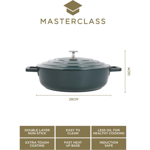 MasterClass Cast Aluminium Hunter Green Shallow Casserole Dish 28cm 4 Litre