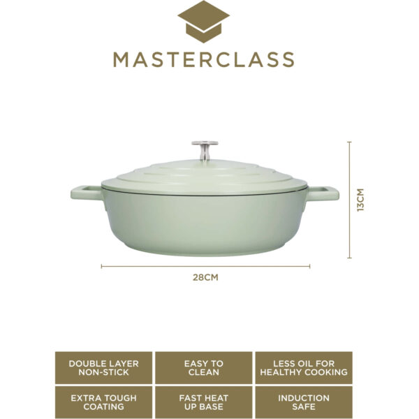 MasterClass Cast Aluminium Mint Shallow Casserole Dish 28cm 4 Litre