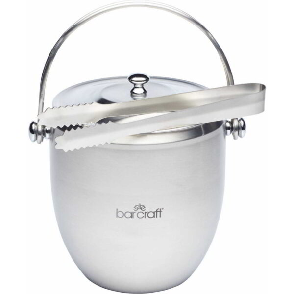 BarCraft Stainless Steel Ice Bucket with Lid and Tongs