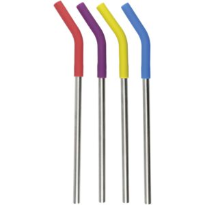 Colourworks Brights Assorted Silicone Tipped Reusable Straws Set of 4