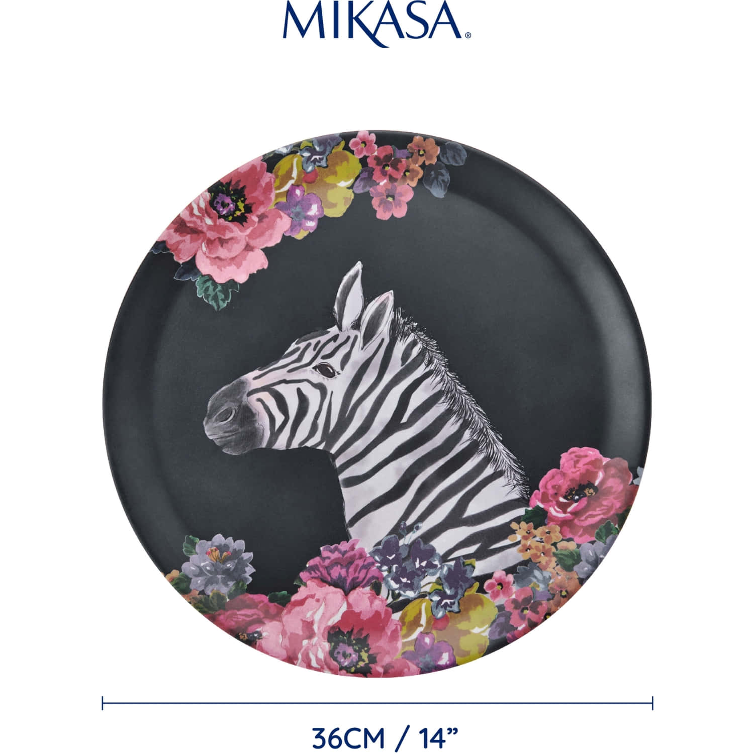 Mikasa Wild at Heart Melamine 36cm Round Tray Zebra