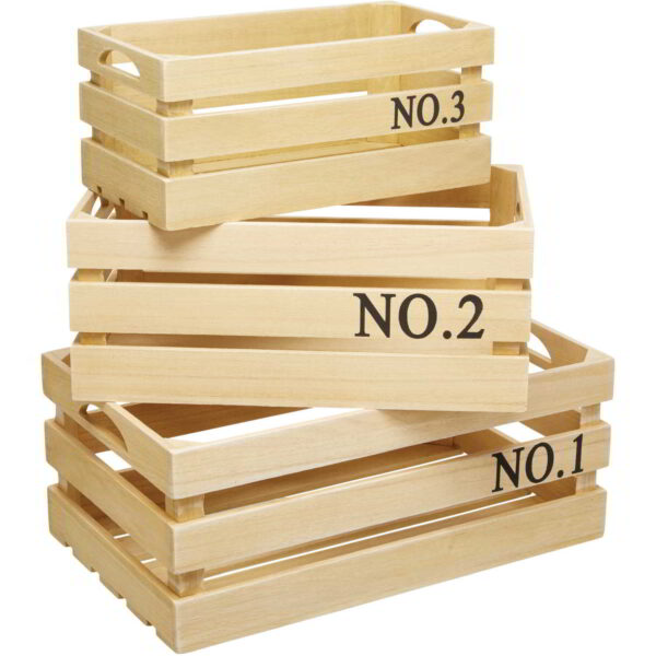 KitchenCraft Natural Elements Wooden Storage Crates Set of Three