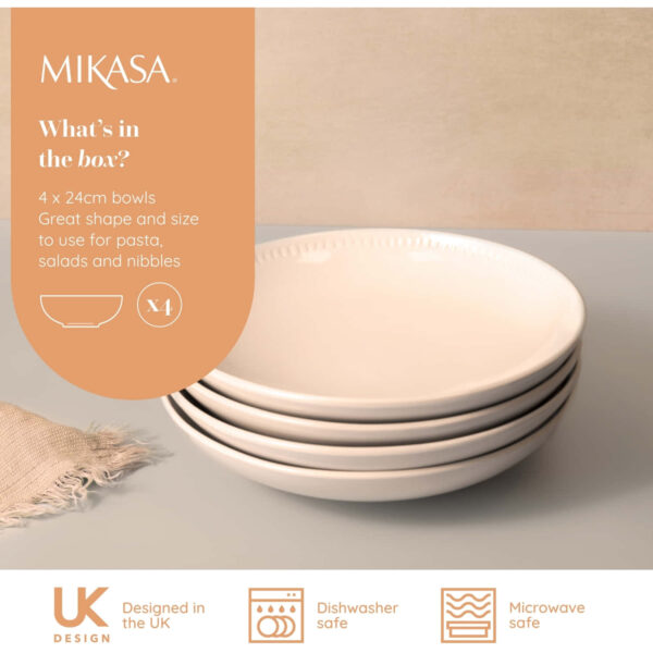 Mikasa Cranborne 4pc Stoneware Pasta Bowl Set 24cm