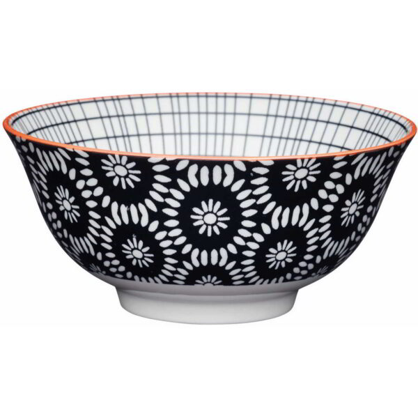 KitchenCraft Glazed Stoneware Bowl Black Tile 15.5x7.5cm