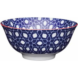KitchenCraft Glazed Stoneware Bowl Blue Floral 15.5x7.5cm