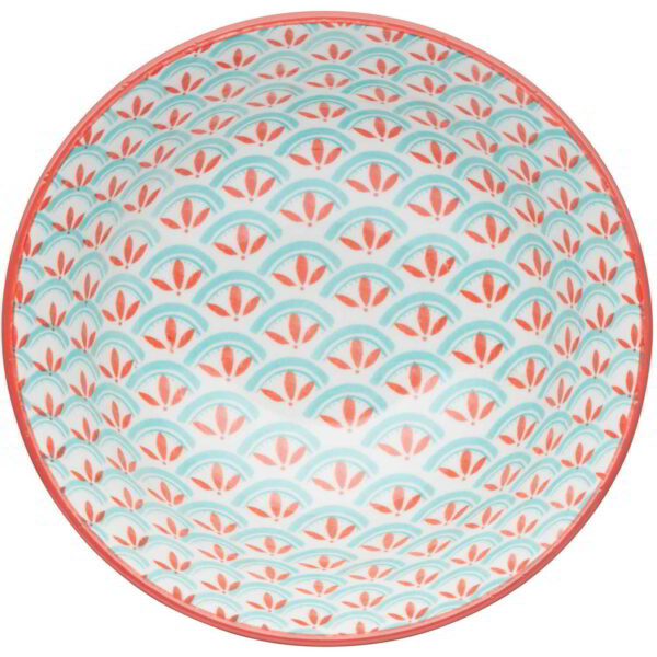 KitchenCraft Glazed Stoneware Bowl Geometric Lime 15.5x7.5cm