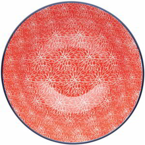 KitchenCraft Glazed Stoneware Bowl Red Floral 15.5x7.5cm
