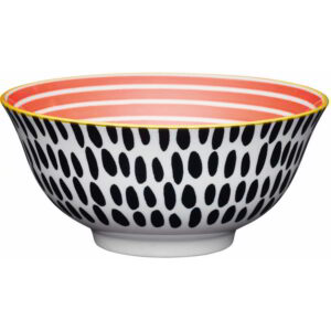 KitchenCraft Glazed Stoneware Bowl Red Swirl 15.5x7.5cm