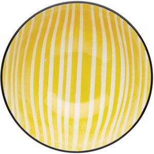 KitchenCraft Glazed Stoneware Bowl Yellow Stripe 15.5x7.5cm