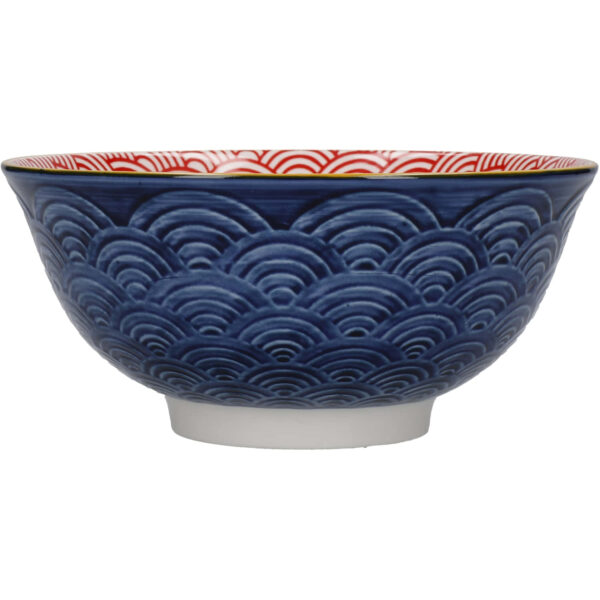 KitchenCraft Glazed Stoneware Bowl Set of 4 Red and Blue Hues 15.5x7.5 cm