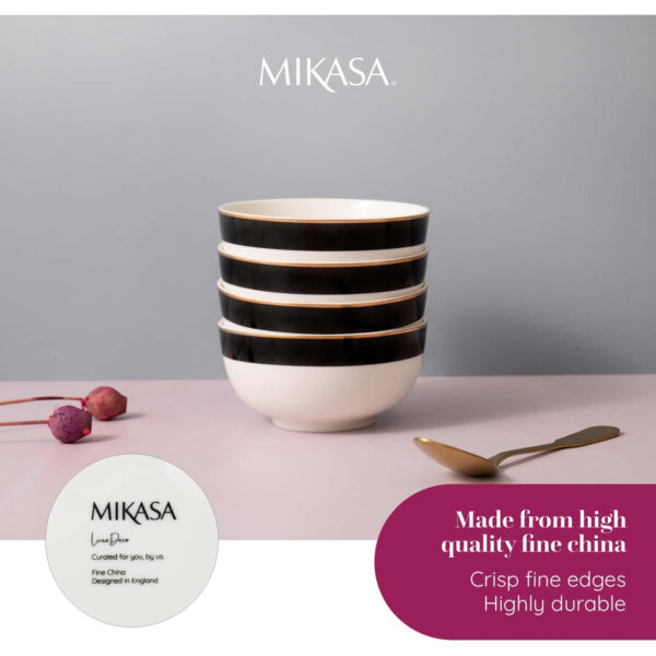 Mikasa Luxe Deco 4pc Fine China Cereal Bowl Set 14cm