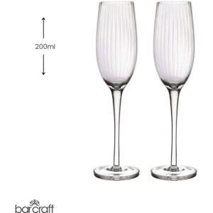 BarCraft 220ml Ridged Champagne Flutes Gift Set of Two