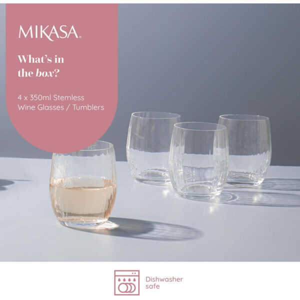 Mikasa Treviso 4pc Stemless Glasses 350ml