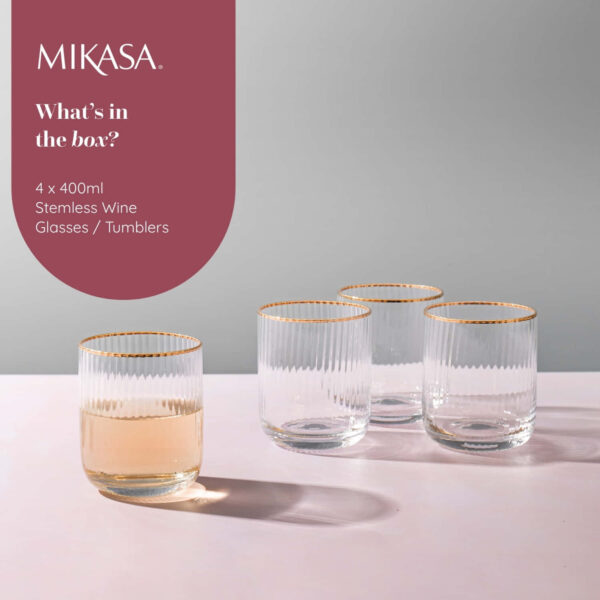 Mikasa Sorrento 4pc Stemless Glasses 400ml