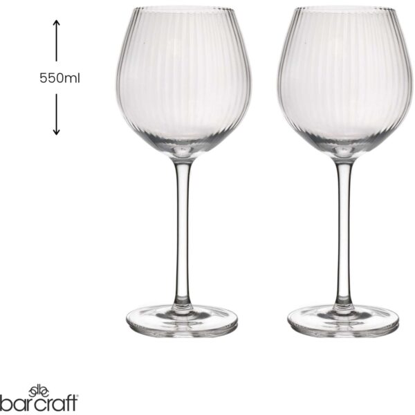 BarCraft 550ml Ridged Gin Glasses Flutes Gift Set of Two
