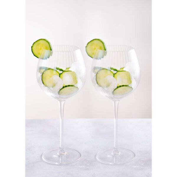 BarCraft 550ml Ridged Gin Glasses Flutes Gift Set of Two
