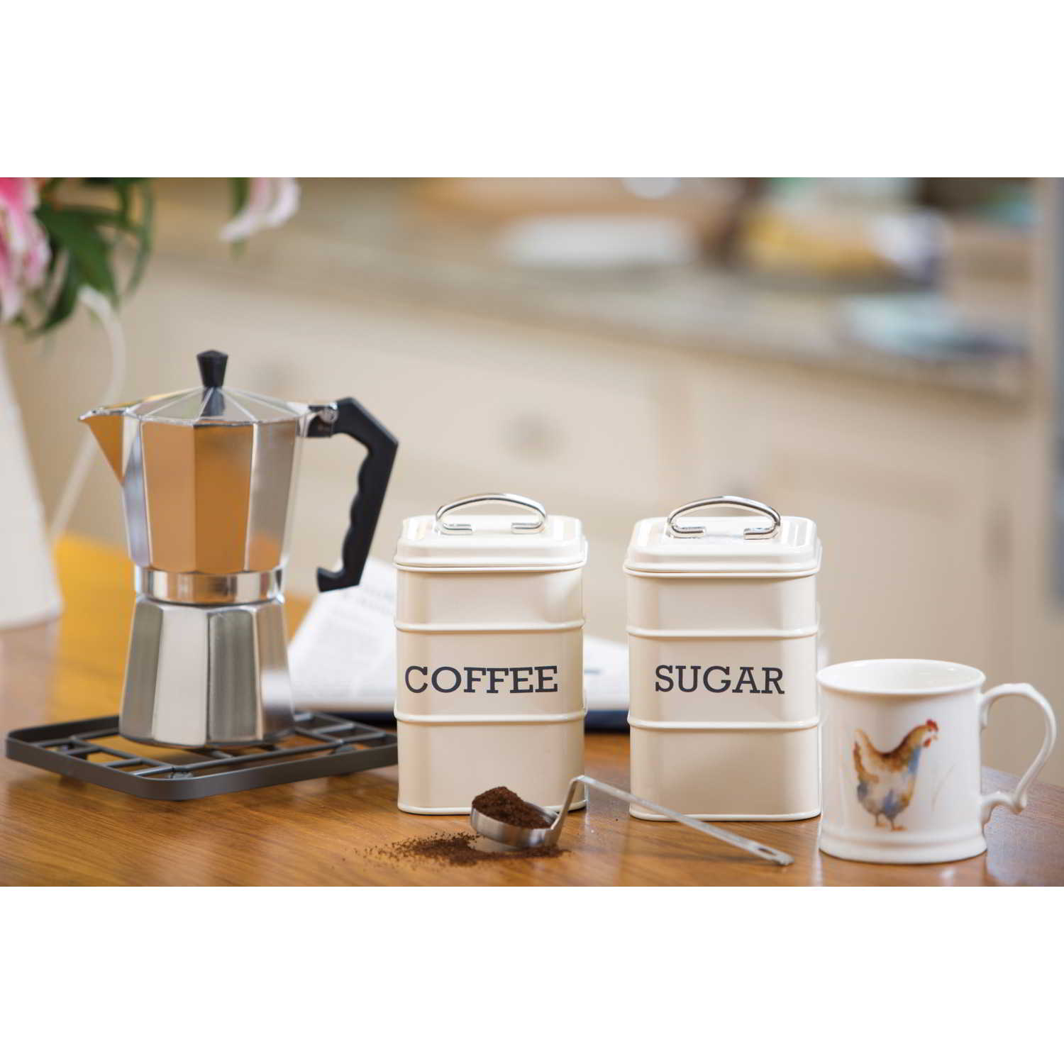 KitchenCraft Living Nostalgia Tea, Coffee and Sugar Canisters in