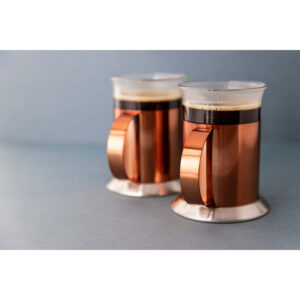 La Cafetière Glass 200ml Polished Copper Finish Glass Cups Set of Two