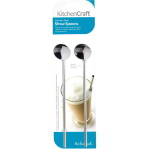 KitchenCraft Stainless Steel Two-in-one Drinking Straws / Stirrers Set of Two