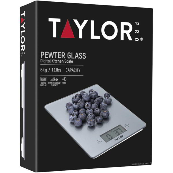 Taylor Pro Glass Digital Kitchen Scale 5kg Pewter