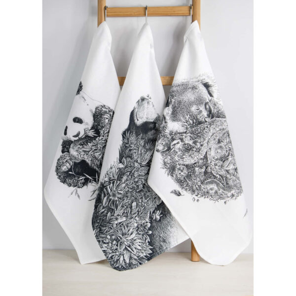 Maxwell & Williams Marini Ferlazzo Tea Towel Black Bear 50x70cm