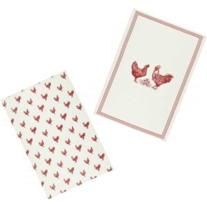 KitchenCraft French Hen Tea Towels Set of Two 70x47cm