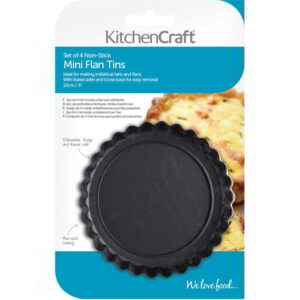 KitchenCraft Non-Stick Mini Fluted Flan / Tart Tins 10cm Set of Four