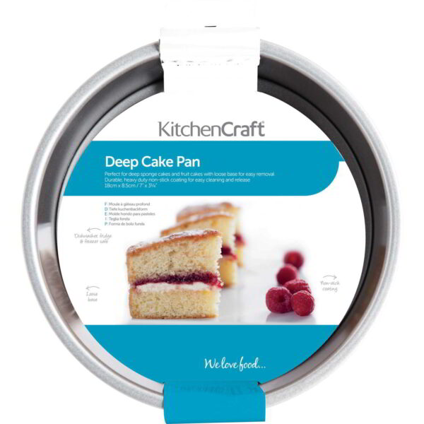 KitchenCraft Non-Stick Round Deep Cake Pan with Loose Base 18cm (7")