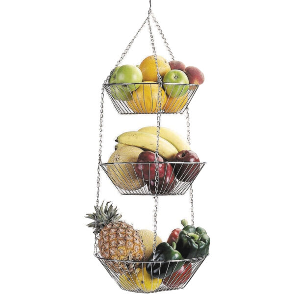KitchenCraft Chrome Plated Storage Hanging Basket
