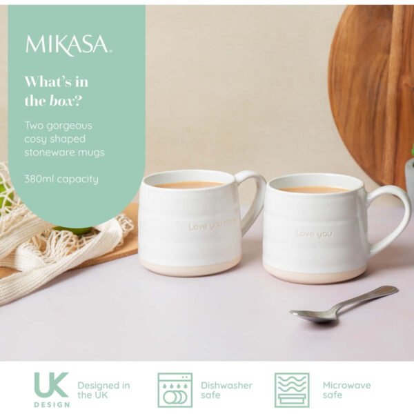 Mikasa Stoneware 2pc 380ml Cosy Mugs 'I Love You'