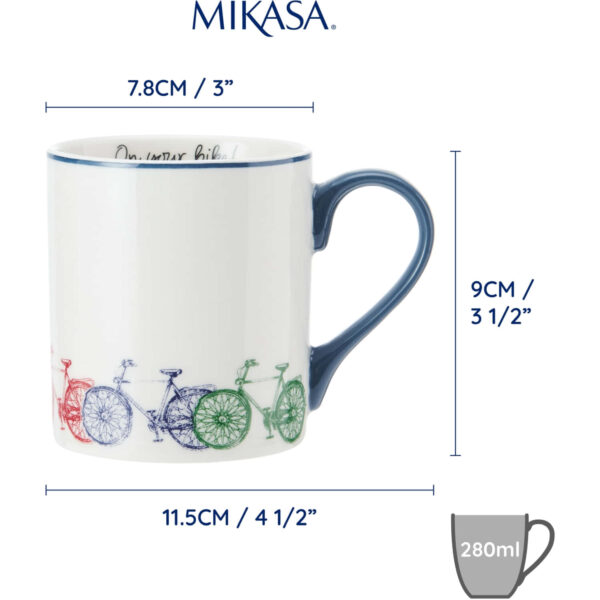Mikasa Fine China 280ml Straight Sided Mug Bikes