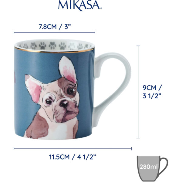 Mikasa Fine China 280ml Straight Sided Mug French Bull dog