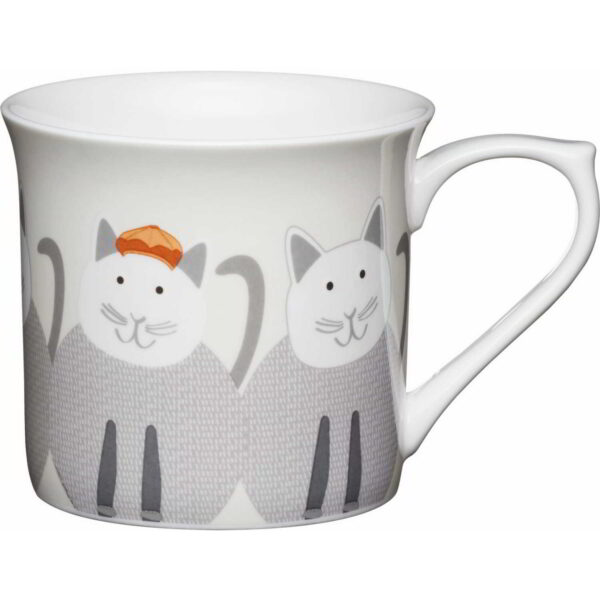 KitchenCraft Fine Bone China 300ml Fluted Mug Cats