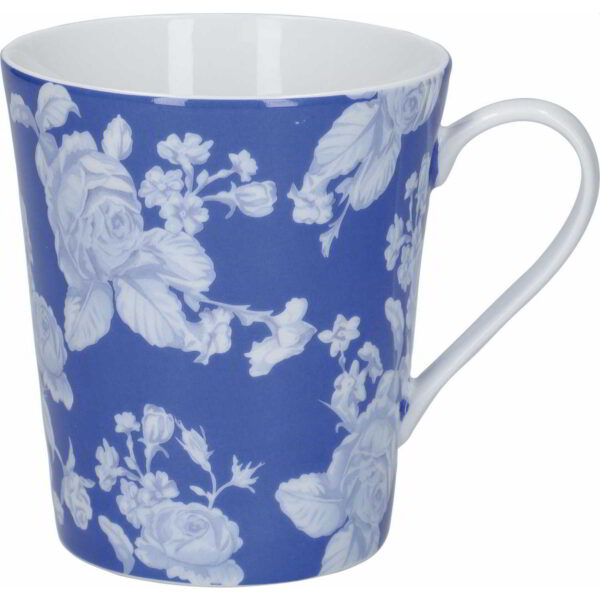 Mikasa Hampton Porcelain Conical Mug Blue with White Flower 330ml