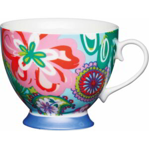 KitchenCraft Bone China 400ml Footed Mug Bright Floral