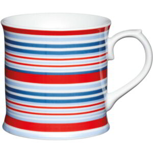 Kitchen Craft Porcelain 400ml Tankard Shaped Mug - Red and Blue Stripes