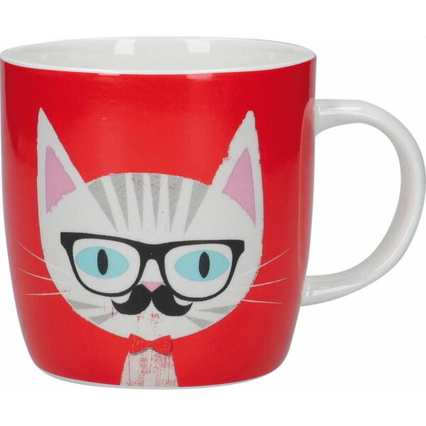 KitchenCraft Fine Bone China 425ml Barrel Shaped Mug Cat Specs