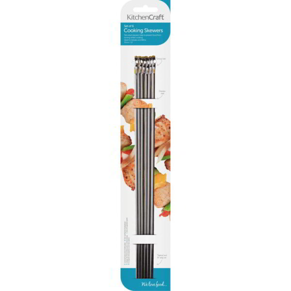 KitchenCraft Flat Sided Skewers 30cm Pack of Six