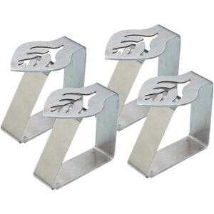 KitchenCraft Stainless Steel Table Cloth Clips - Leaf Pattern Set of Four