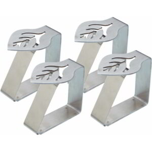 KitchenCraft Stainless Steel Table Cloth Clips - Leaf Pattern Set of Four